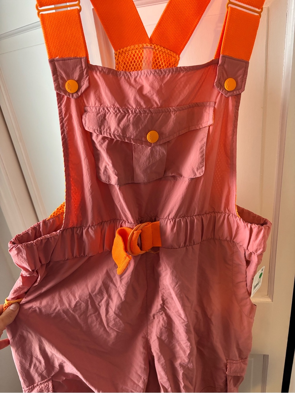 Free People Coral Jumpsuit with Bright Orange Straps - Picture 3 of 3